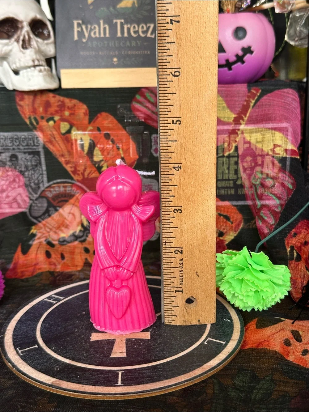 Handmade Pink Angel Candle with Heart – Spiritual Decor
